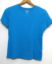 Studio Works Shirt Womens Petite Medium Turquoise Blue The Studio Tee Cotton Top