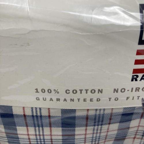 Vintage NOS RL Ralph Lauren Oakley Red Blue Plaid Full Flat Sheet NIP New Linen - Picture 3 of 7