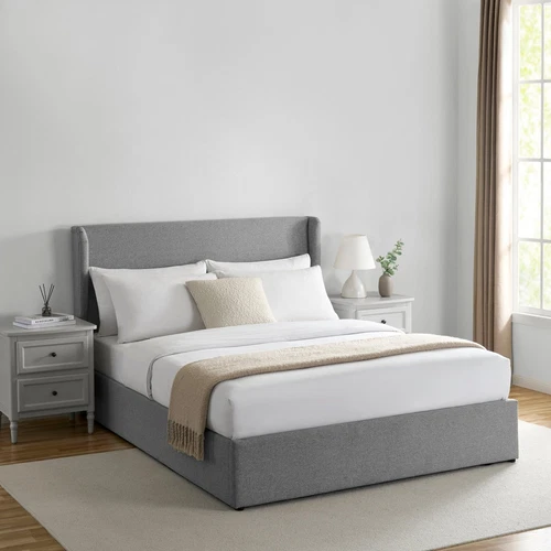 Dusk Berkeley Grey Linen Look Fabric Super King Ottoman Storage Bed RRP £669