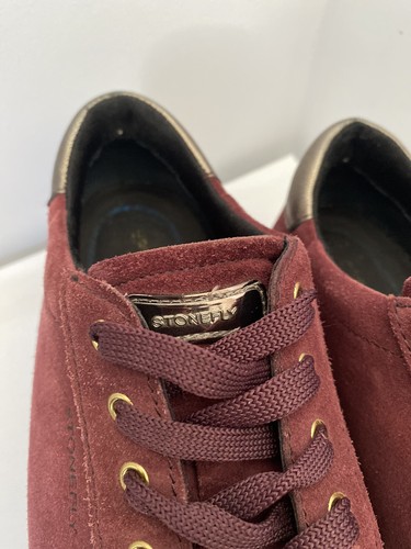 STONEFLY Stella Vera Pelle Ladies Casual Sneaker Maroon/Bronze Suede EU37 - Picture 3 of 8
