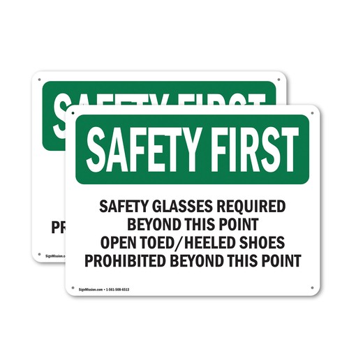 (2 Pack) Safety Glasses Required Beyond This Point OSHA Safety First Sign Decal - Bild 1 von 21