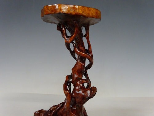 Japanese-made small bonsai wooden root pot table /Material unknown/20T29Engraved - Picture 4 of 12