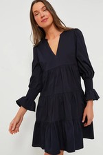 Tuckernuck Pomander Place Kenzo Dress Navy Tiered Knee Length Sz XXL Lightweight