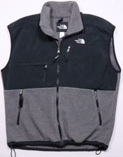Vintage Made in US Denali North Face Fleece Vest Men's XL Black Gray Wind Panels