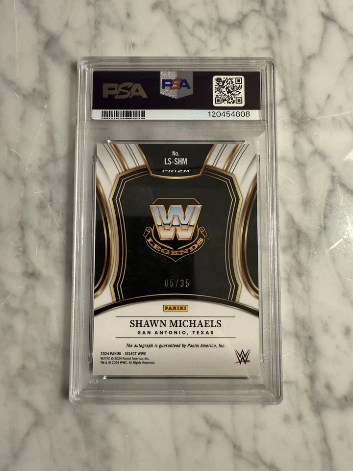 2024 Panini Select Purple Prizm Shawn Michaels Autograph /35 PSA 8 - Image 2 of 2