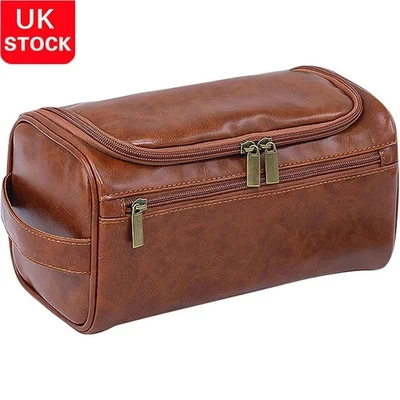 PU Leather Toiletry Bag for Men,Wash Bag for Travel, Gym, Dry & Wet Separation - Image 1 of 4