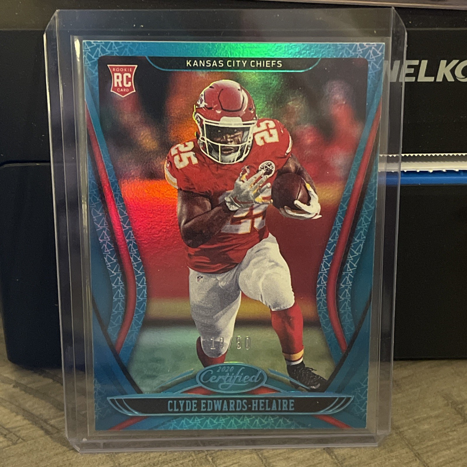 Clyde Edwards-Helaire 2020 Panini Certified Mirror Teal 19 /50 RC Rookie