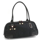 Auth GUCCI GG Canvas Princy Hand Bag Web 161720 Purse Black Canvas  T10K