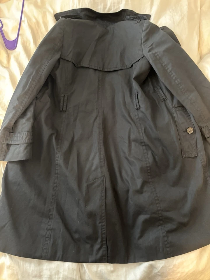 Chaqueta gabardina Banana Republic para mujer pequeña pequeña negra doble pecho Foto 4 de 4