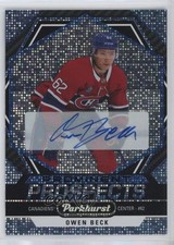 2023-24 Parkhurst Prominent Prospects Blue Achievement 12/25 Owen Beck Auto 11w7