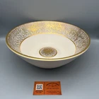 @RARE@VHTF@PATENT PENDING Stangl Florentine Pottery Gold Hand Painted Bowl USA@