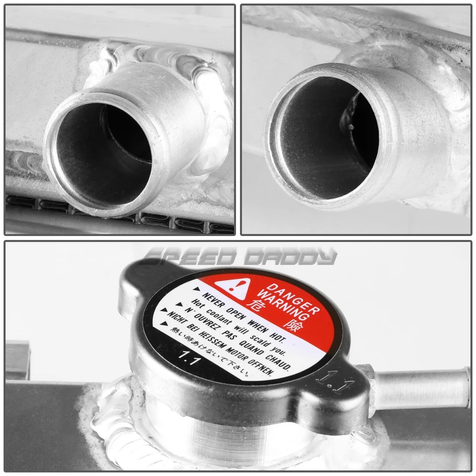 Repuesto de radiador de rendimiento de refrigeración de 2 filas + cubierta de ventilador de tracción para 90-93 Integra Foto 3 de 4