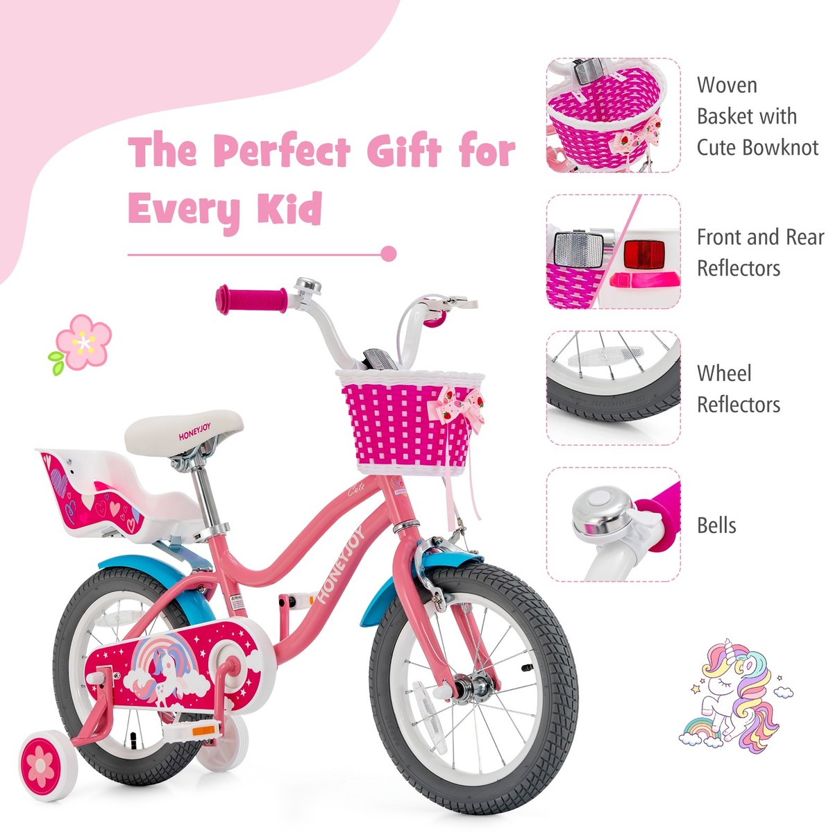 BICYCLE 14個セット 14 Inches Kids Bicycle w/Training Wheels & Basket for Boys