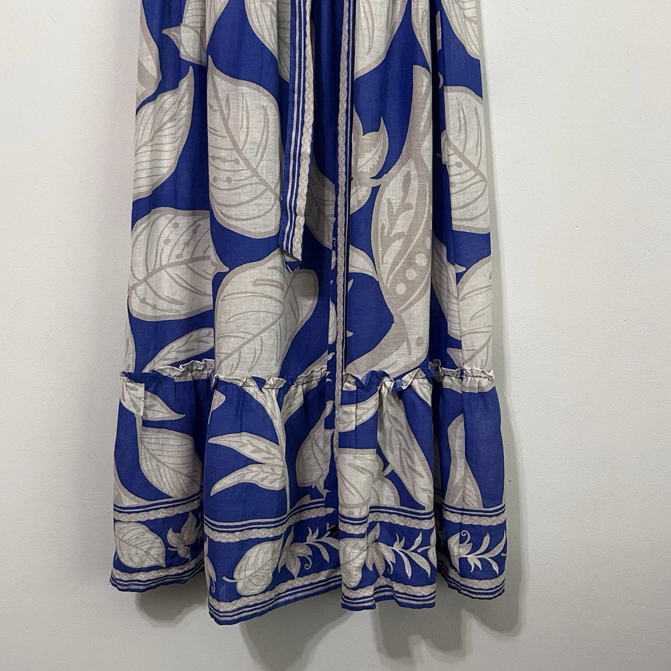 Falda Rachel Zoe S Azul Mezcla de Lino Floral En Niveles Maxi Cottagecore Playa NUEVA Foto 2 de 4