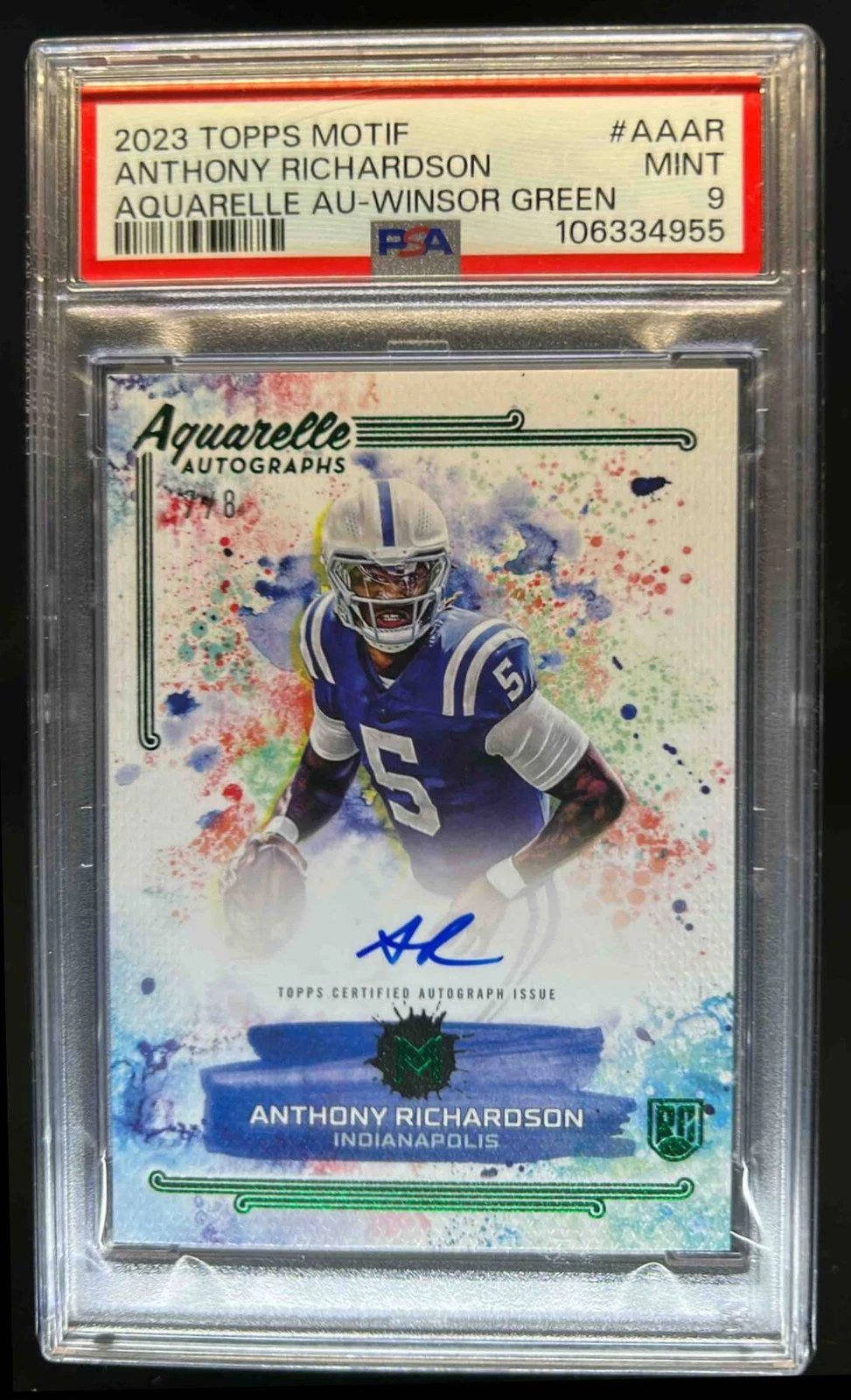 Anthony Richardson Topps Motif Aquarelle Autographs #AAAR Winsor Green
