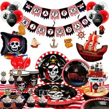 Pirate Birthday Party Supplies Pirate Tableware Plates Cake Toppers Balloons Set