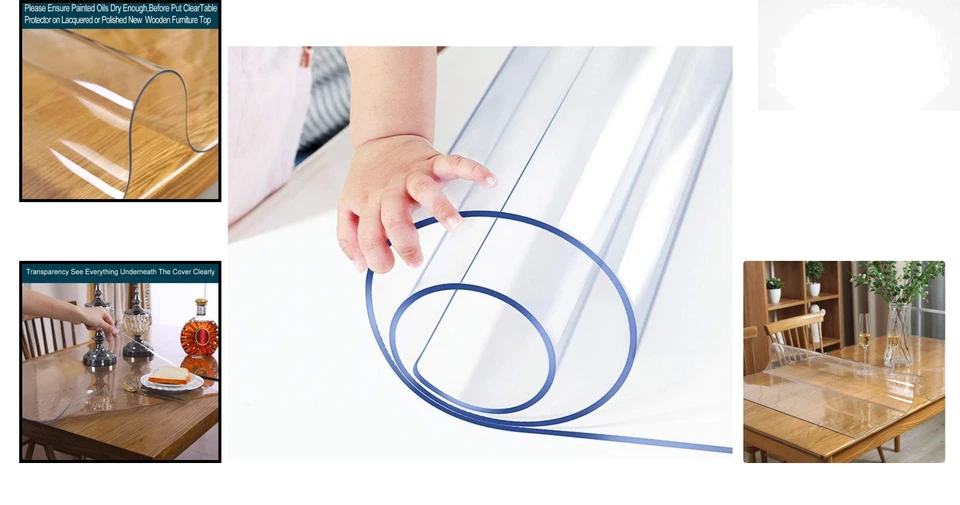 40x88 Clear PVC Table Protector -  Waterproof and Scratch-Resistant - Image 2 of 4