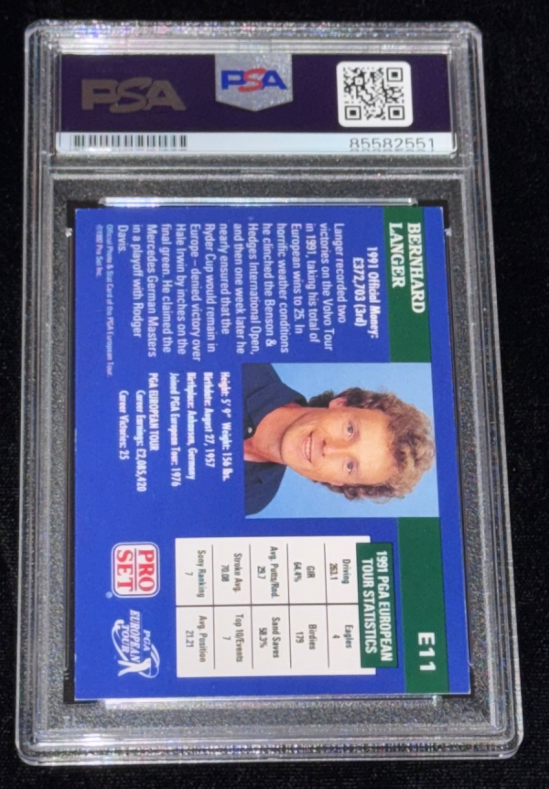 Signed Bernhard Langer 1992 Pro Set Golf #e11 Germany Rookie Card RC Auto PSA 10 view 3