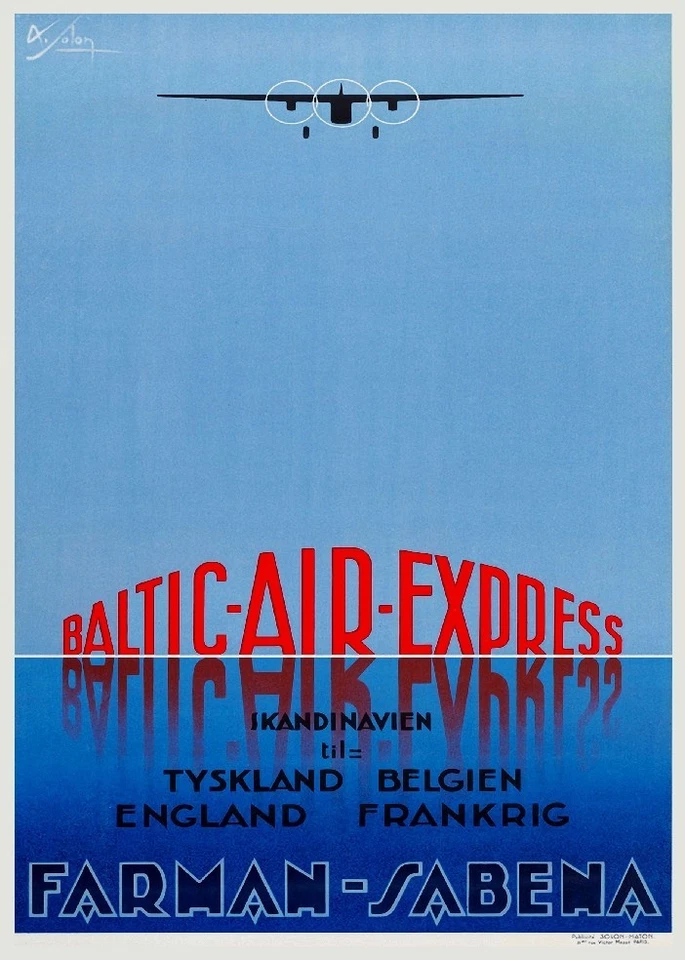 POSTERSANDCO AVIATION FARMAN SABENA BALTIC AIR Rf10 - POSTER HQ 50x70cm d'une AFFICHE VINTAGE