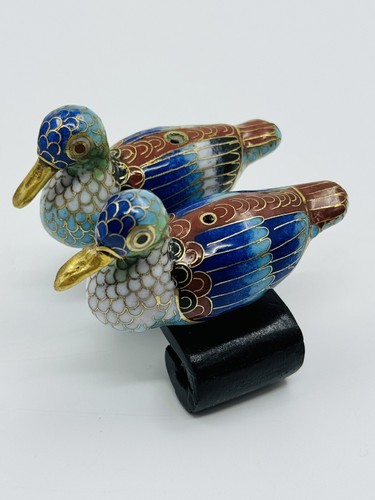 Pair of Vintage Chinese Porcelain Incense Burners Cloisonne Ducks - Collectible - Picture 2 of 11