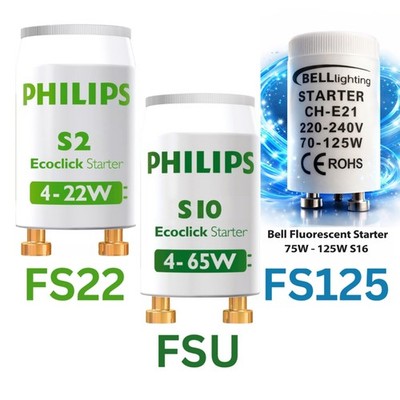 Philips S2 S10 S16 Starterleuchtstofflampe 4-65, 70-125, 100-125 Watt FSU FS22 FS125