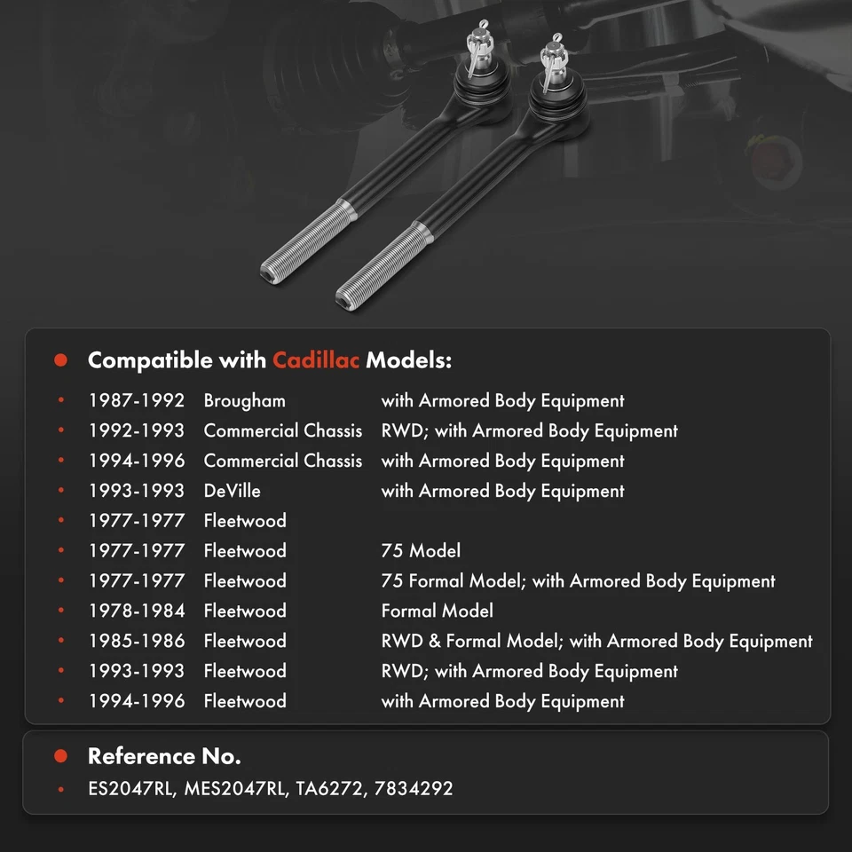 2Pcs Front Inner Tie Rod End for Cadillac Brougham 1987-1992 DeVille Fleetwood - Image 2 of 4