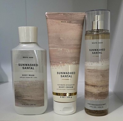 Sunwashed Santal Body Cream Body Wash Body Mist by BATH and Body Works 8 Oz