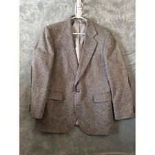 Vintage Gray Haggar Donegel Tweed Blazer Elbow Patches Two Button Sport Coat