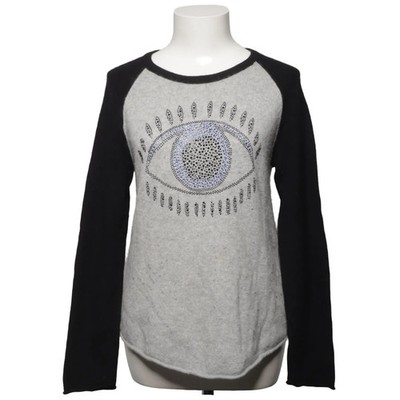 Aqua Cashmere, Strickpullover, Größe: M, Grau/Schwarz/Blau, Kaschmir, Print #jza