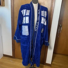 Doctor Who TARDIS Blue Bath Robe BBC Licensed Robe Factory MISSING TIE