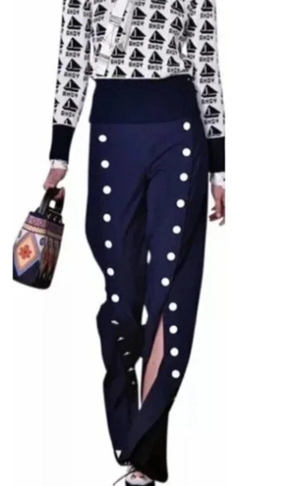 Pantaloni a gamba larga Tory Burch Carrie impreziositi da bottoni 14 nuovi con etichetta