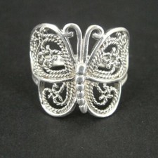 Ring Silver Butterfly Filigree Band Sterling 925 Size 7 Band Ring