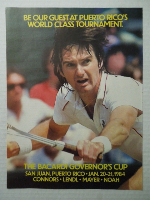 JIMMY CONNORS Pro Tennis BACARDI GOVERNORS CUP 1984 8"x11" Magazine Page Poster JIMMY CONNORS Pro Tennis BACARDI GOVERNORS CUP 1984 8"x11" Magazine Page Poster