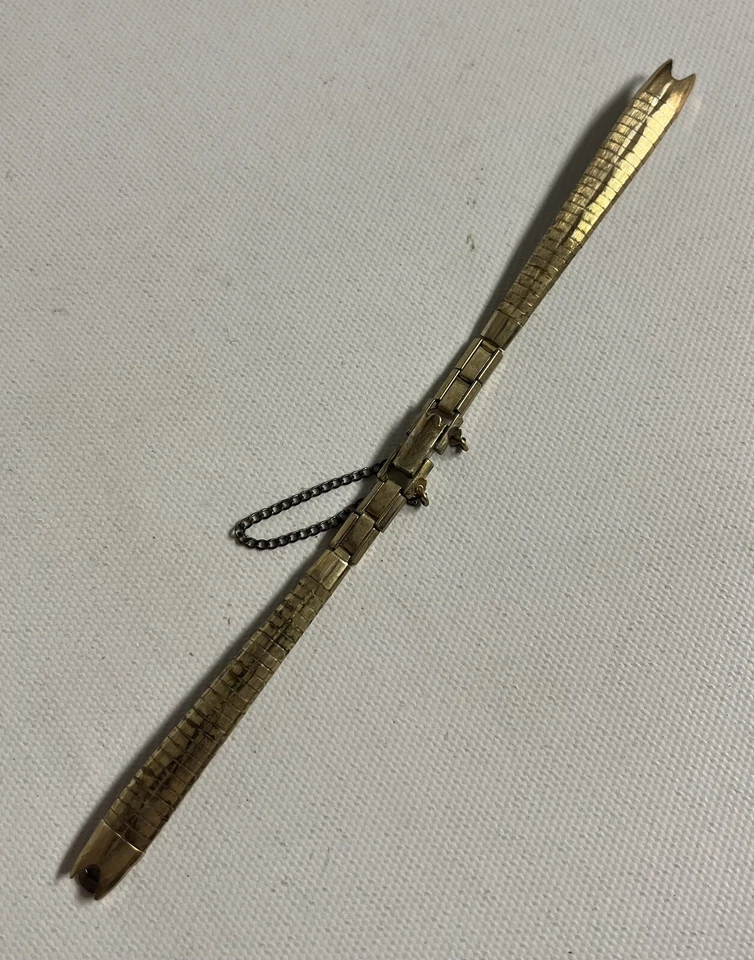 Correa de reloj de lujo formal con eslabones texturizados GF amarilla 10K vintage Kreisler para mujer Foto 2 de 4