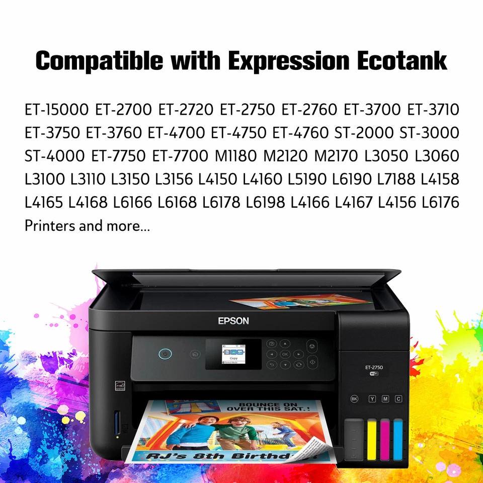 Kit de recarga de tinta Koala a granel para tinta Epson 502 EcoTank 2760 4760 3760 2750 ST-2000 Foto 4 de 4