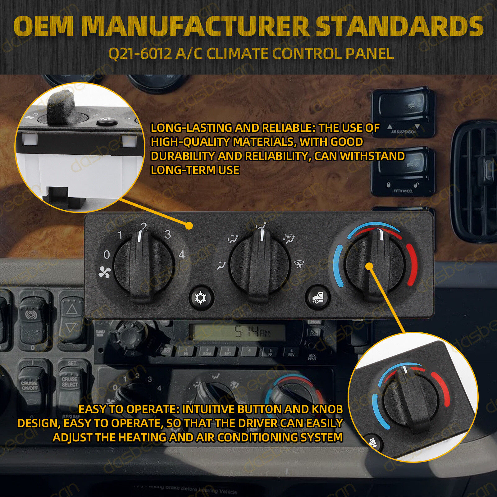A/C Heater Climate Control Module Panel For Peterbilt 2008-2015 Q21-6012