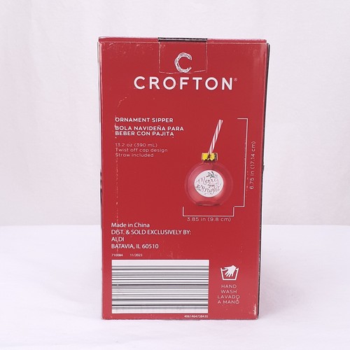 Crofton 13,2 Unzen Ornament Sipper Merry & Bright Weihnachten Trink Sipper Neu ohne Etikett - Bild 6 von 9