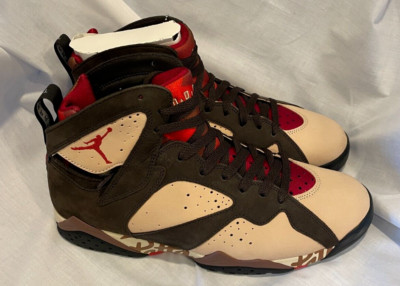 Air Jordan 7 Retro x Patta Mens 11.5 Shimmer Red Velvet Brown AT3375 200