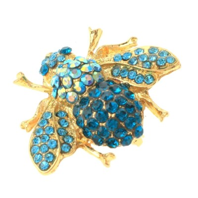 #ad #ad Gold Tone Metal Bee Brooch With Rhinestone P1066 BLZ $13.99