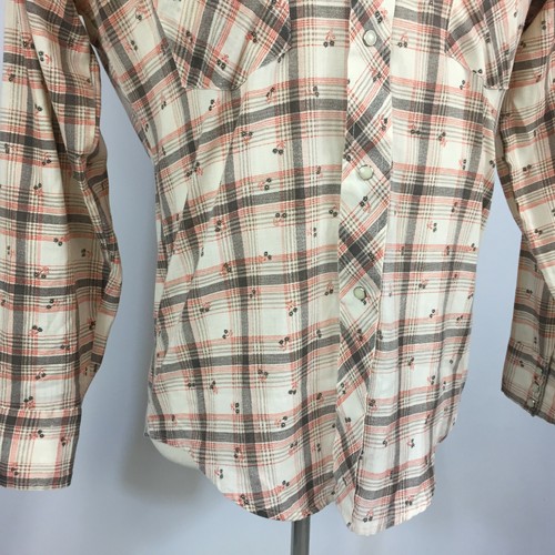 Rare Vintage 50s 60s Sears Western Pearl Snap Floral Cowboy Plaid Work Shirt M - Picture 4 of 8