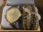 New NIB Francesca's Ladies Watch & Bracelets Jewelry Gift Set Brown Gold — photo 2