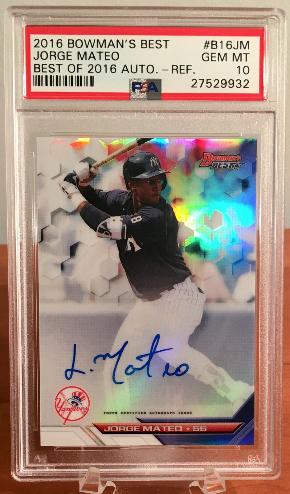 2016 Bowman's Best of Auto Jorge Mateo Refractor Autograph Pre Rookie RC PSA 10