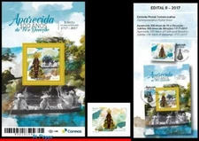 3359-3360 BRAZIL 2017 JUBILEE OF OUR LADY OF APARECIDA, 300 YEARS, MNH +BROCHURE
