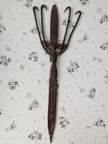 Eel Gig Spear Welded & Wire Antique Nautical Fishing Handmade Maritimes Abt 18" - Picture 3 of 6