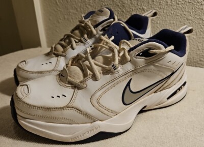 Nike Air Monarch IV White Blue Dad Shoe Sneaker sz 10 Wide Width