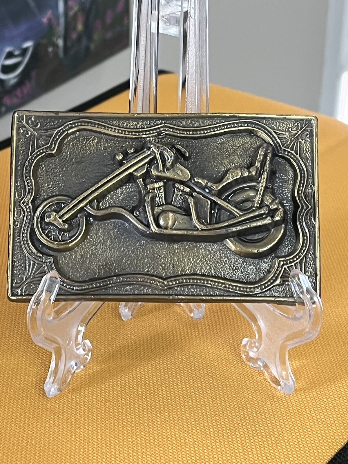 Vintage Solid Brass Biker Chopper Belt Buckle 3D Item… Gem