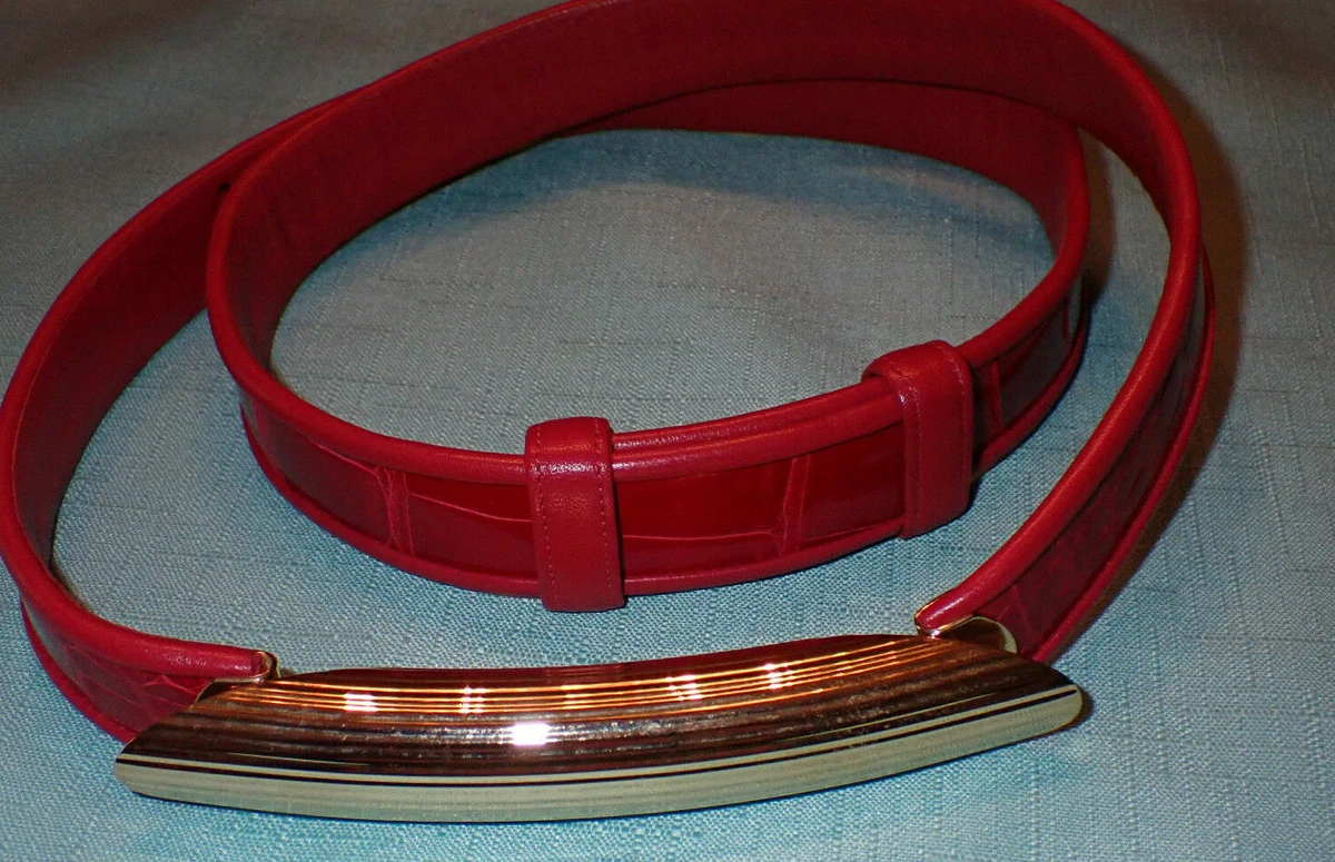 Kleinberg Sherrill Cherry Red Genuine Alligator 1 inch Belt (no buckle) Red Crocodile/Alligator Belts for Women for sale | eBay main image 4