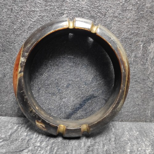 Horn Armreif Holz Messing Vintage Armband Ø Ca. 6,5cm - Picture 10 of 11