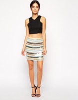 Forever Unique Ruth Heavily Embellished Mini Skirt In Cream Uk 8/eu 36/us 4 Forever Unique Ruth Heavily Embellished Mini Skirt In Cream Uk 8/eu 36/us 4