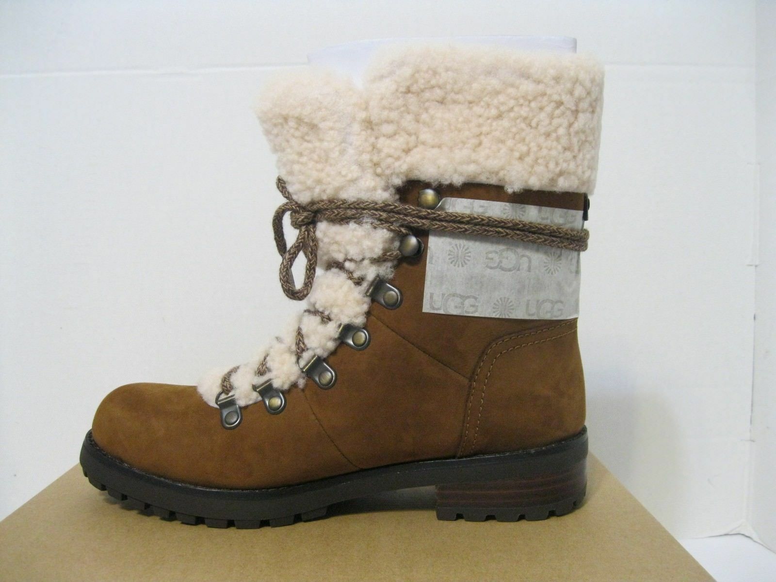 UGG Fraser Shearling Leather Combat Winter Boots for Women Size 6